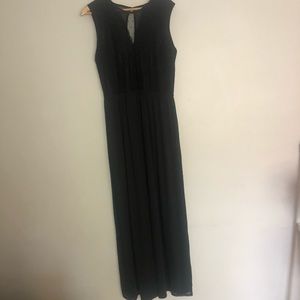 Black sleeveless maxi dress lace detail